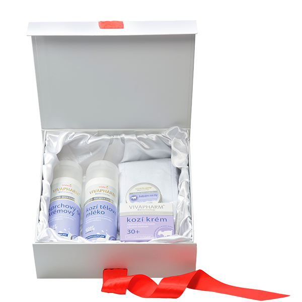 Kozí mléko dárková sada (těl. mléko 200 ml + SG 200 ml + pleť. krém 50 ml + balzám na rty 25 g + dárek)