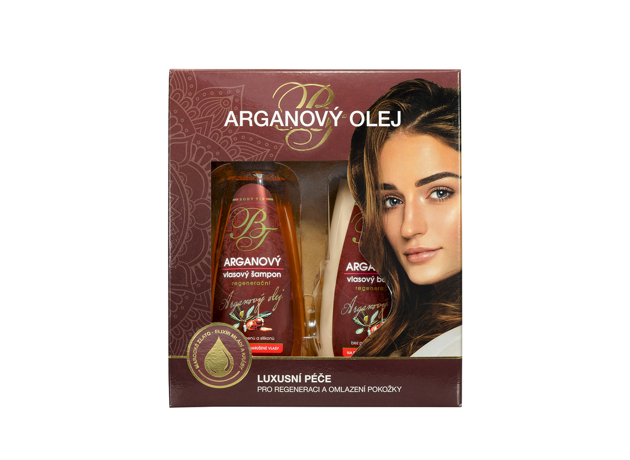 Arganový olej dárková sada (šampon 250 ml + balzám na vlasy 250 ml)