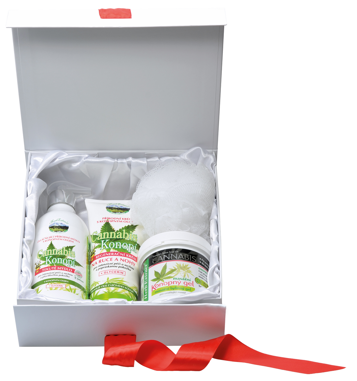 Konopí dárková sada (masážní gel 250 ml + mýdlo 400 ml + krém na ruce a nohy 200 ml + dárek)