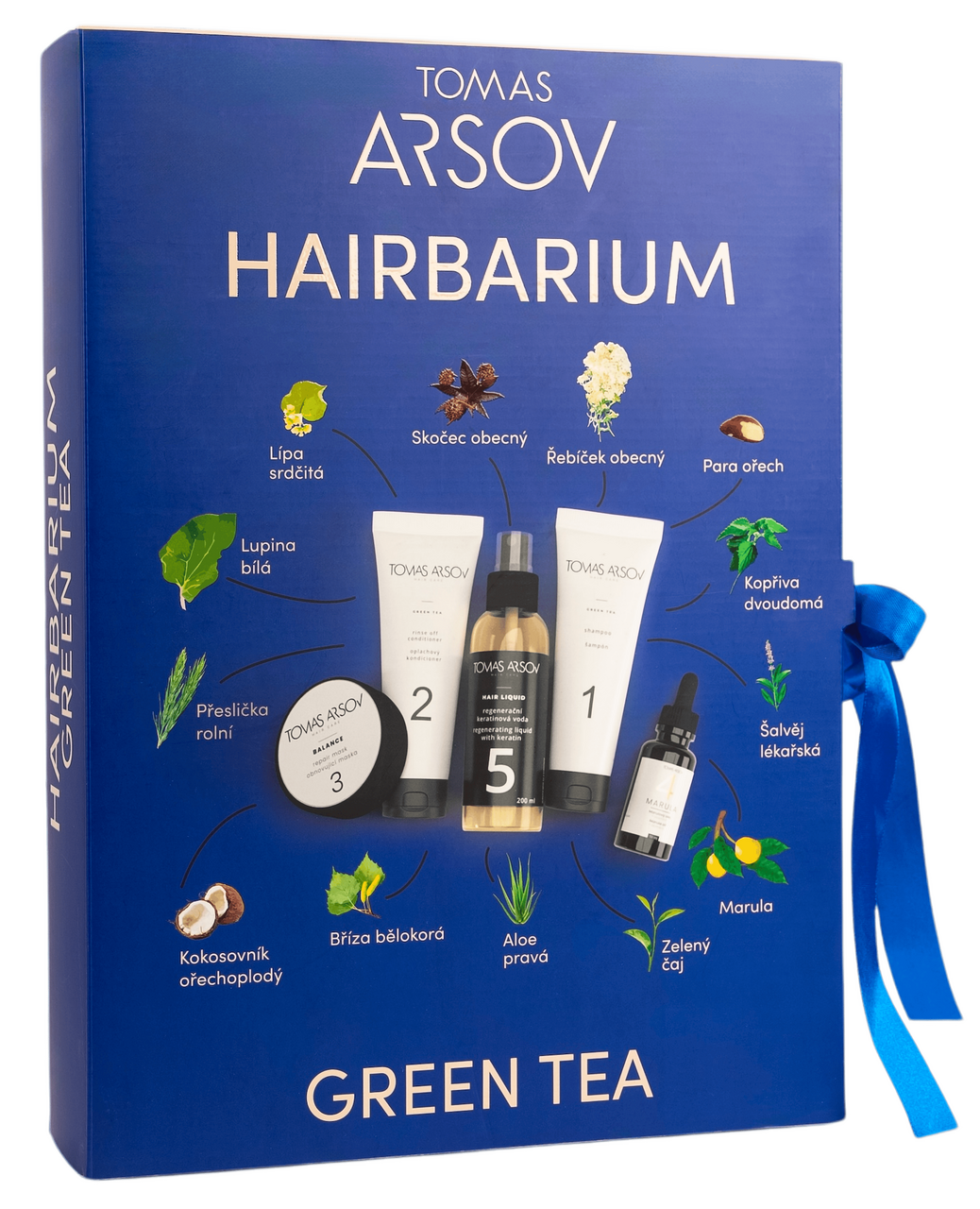 HAIRBARIUM Green Tea dárková sada (šam. 250 ml + kondic. 250 ml + maska 100 ml + marul. olej 50 ml + kerati. voda 200 ml)
