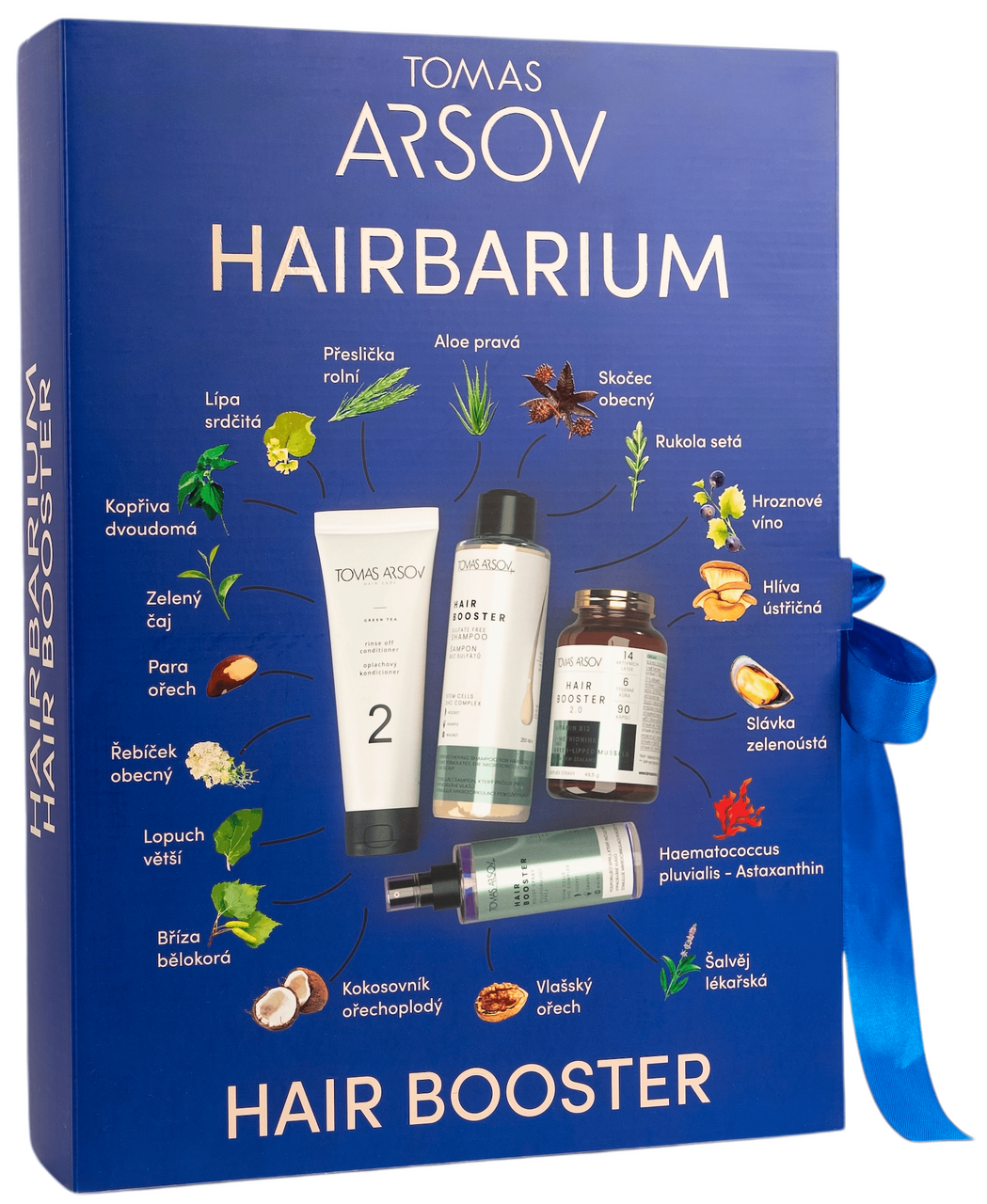 HAIRBARIUM Hair Booster dárková sada (šampon 250 ml + kondicionér 250 ml + sprej 110 ml + doplněk stravy 90 kapslí)