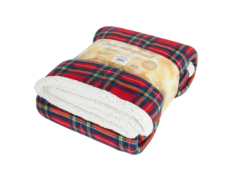 B.E.S. PETROVICE Deka Buffalo káro 150 x 200 cm červený zlatá 1 ks