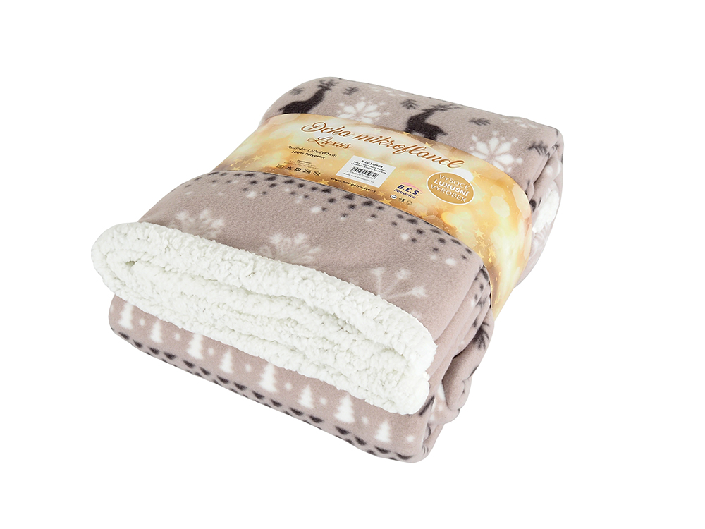 B.E.S. PETROVICE Deka Buffalo vločky 150 x 200 cm šedá červená 1 ks