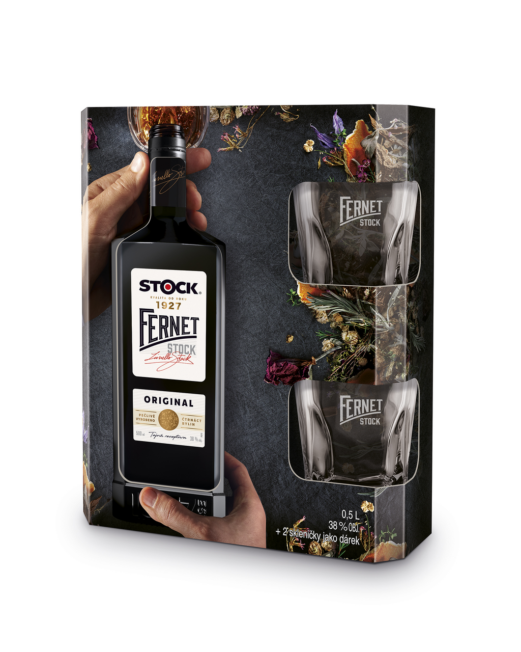 FERNET STOCK 38% 500 ml + sklo 1 ks