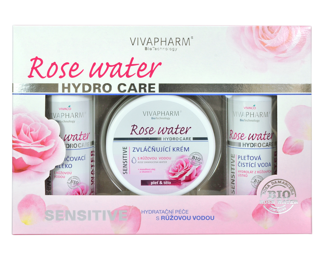 Rose Water dárková sada (pleť. voda 200 ml + zvláč. krém 200 ml + odlič. mléko 200 ml)