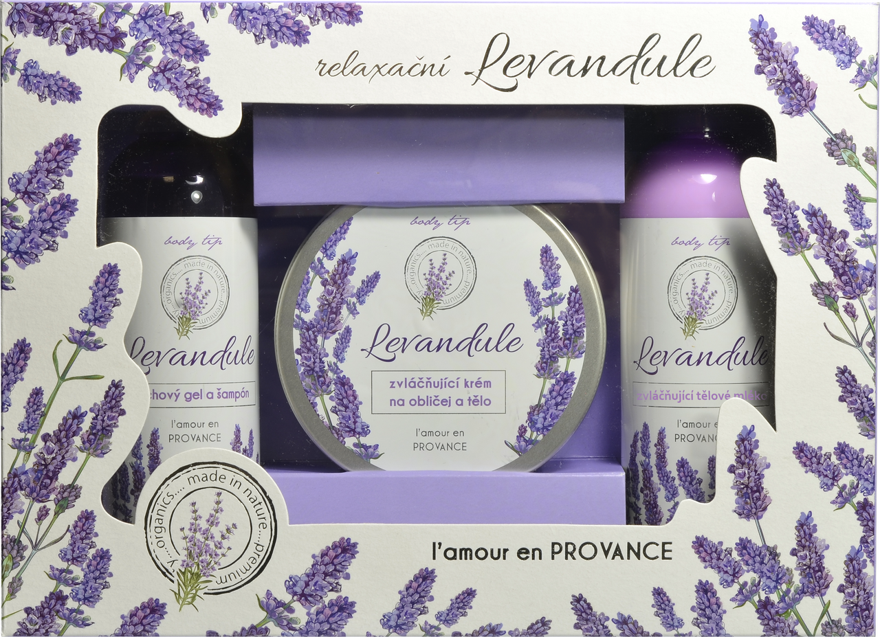 Levandule Premium dárková sada (SG 250 ml + těl. mléko 250 ml + mýdlo 100 g + krém na obličej a tělo 200 ml)