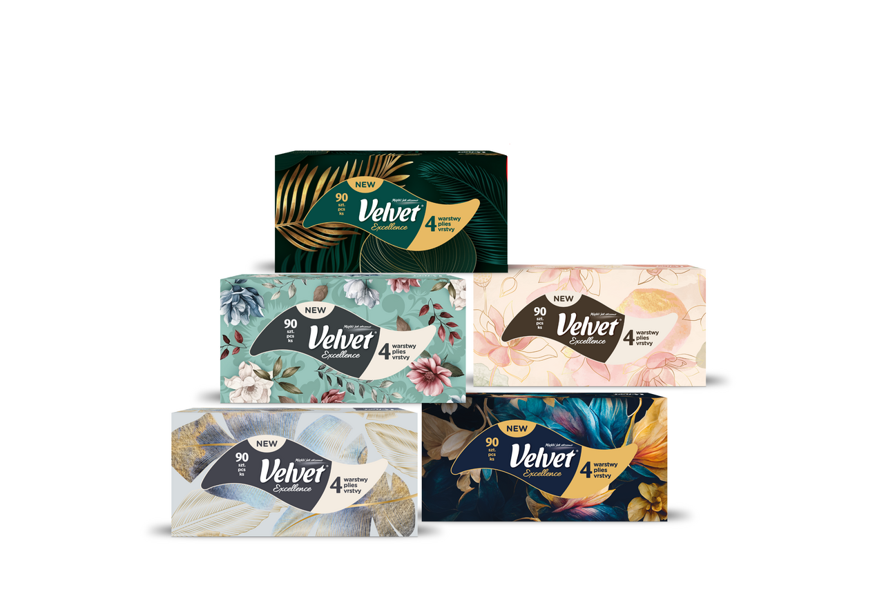 Velvet Kapesníky Excellence 4vrstvé 90 ks