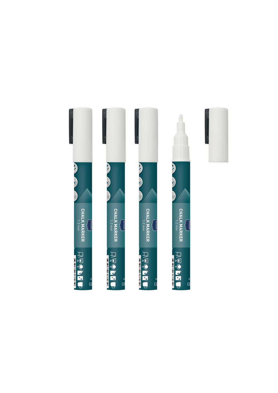 METRO PROFESSIONAL Popisovač 1 - 2 mm bílý 4 ks