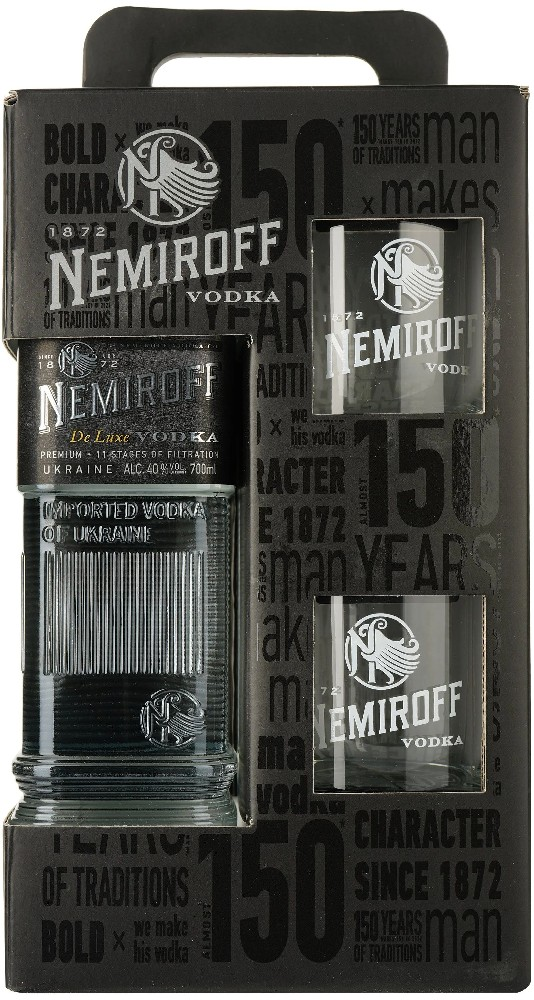 NEMIROFF De Luxe 40% 700 ml + sklo 2 ks