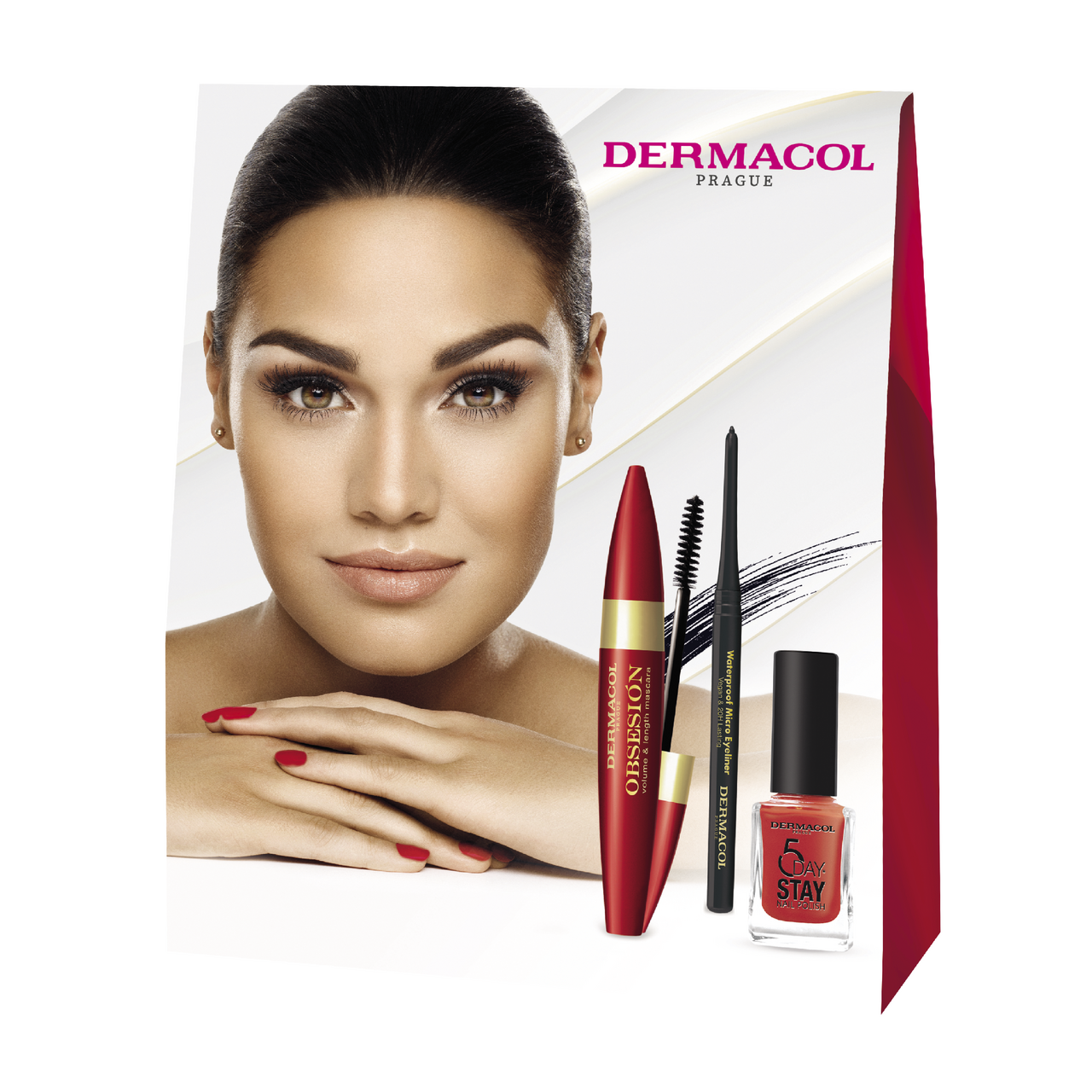 DERMACOL Obsession dárková sada (řasenka 9 ml + černá tužka 0,08 g + lak 11 ml)