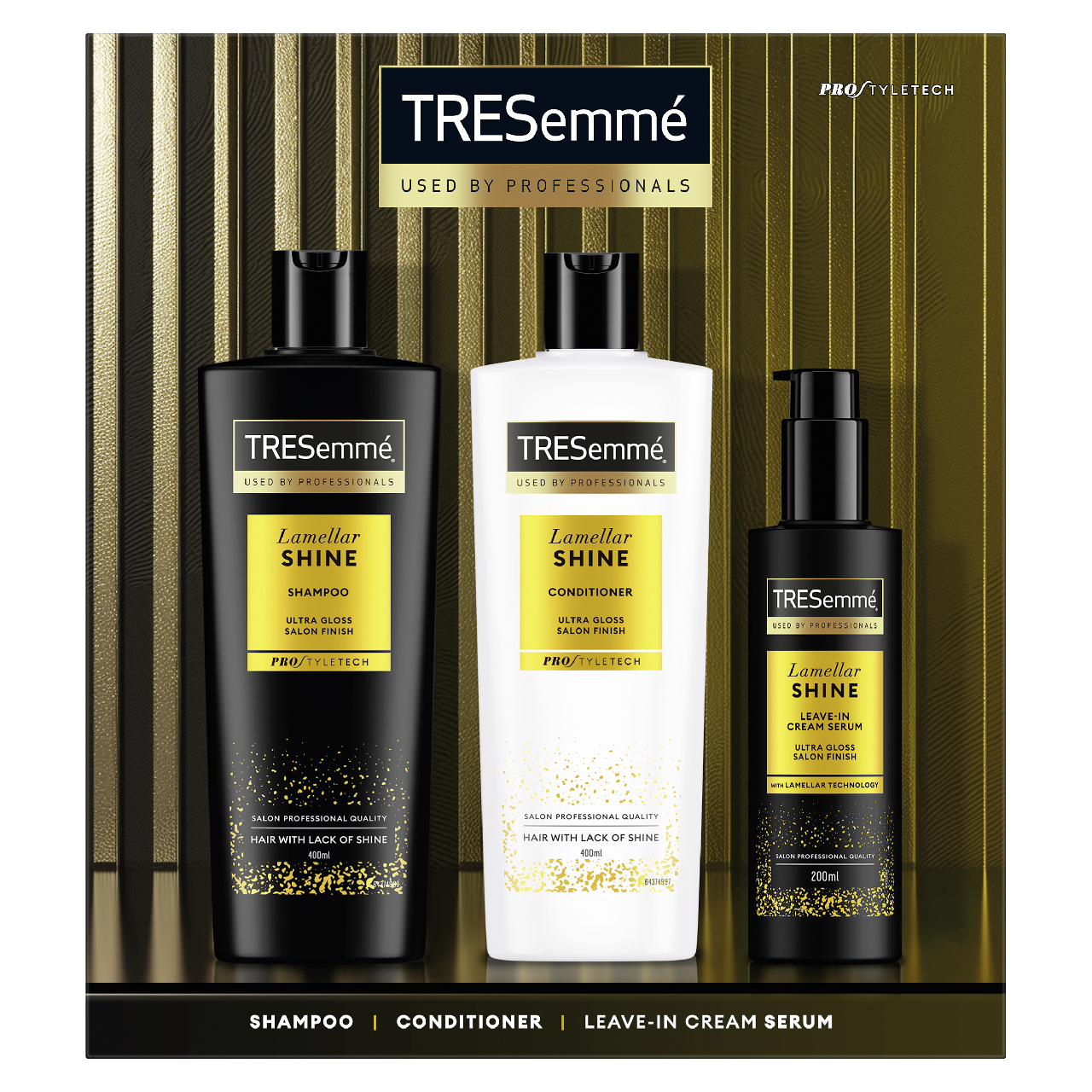 TRESemmé Lamelar Shine dárková sada (šampon 400 ml + kondicionér 400 ml + sérum 200 ml)