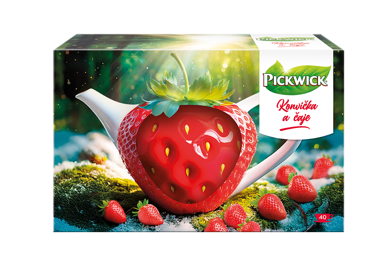 PICKWICK Čaj ovocný jahoda 80 g + konvička 1 ks