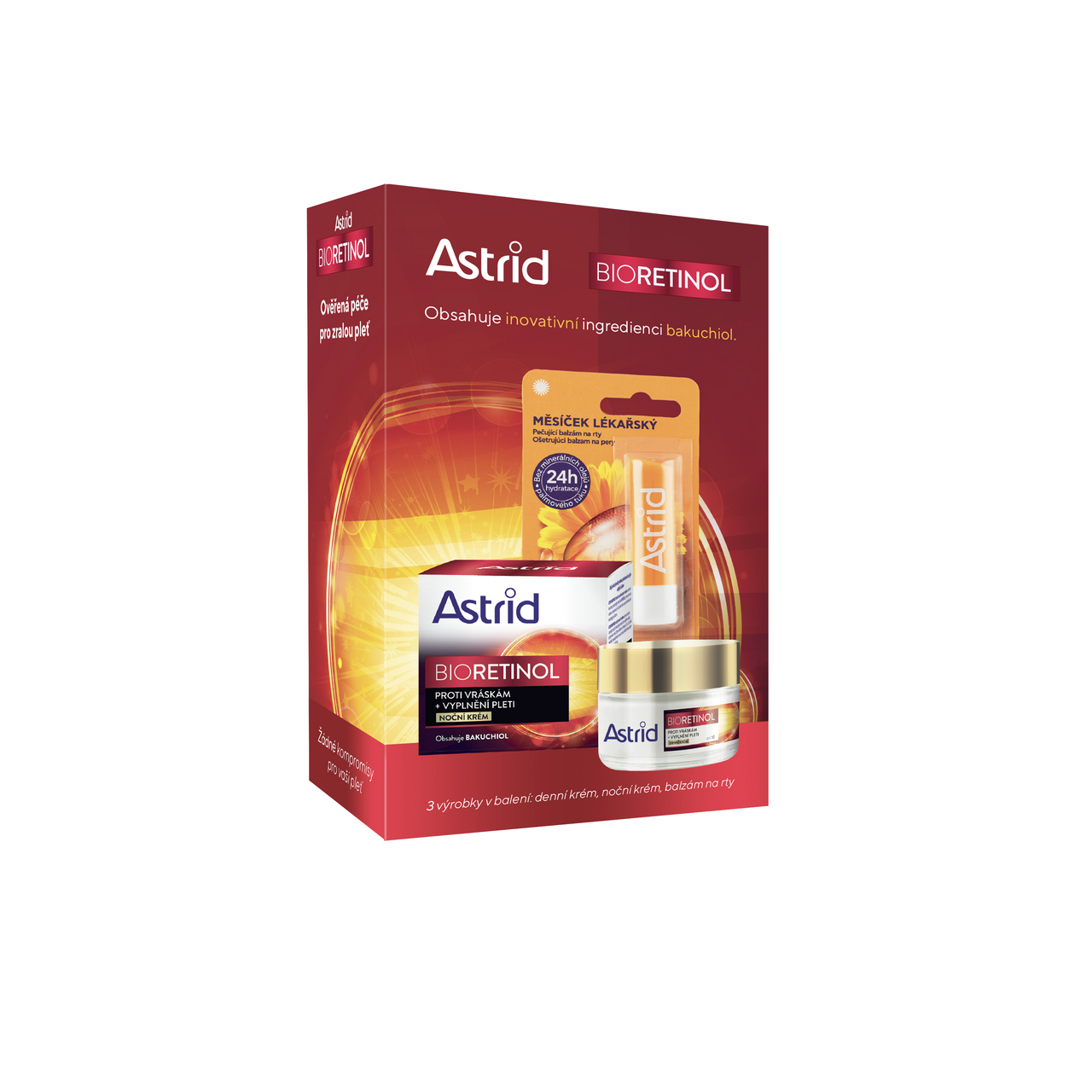 Astrid Bioretinol Vánoce dárková sada (d. krém 50 ml + n. krém 50 ml + balzám na rty 4,8 ml)