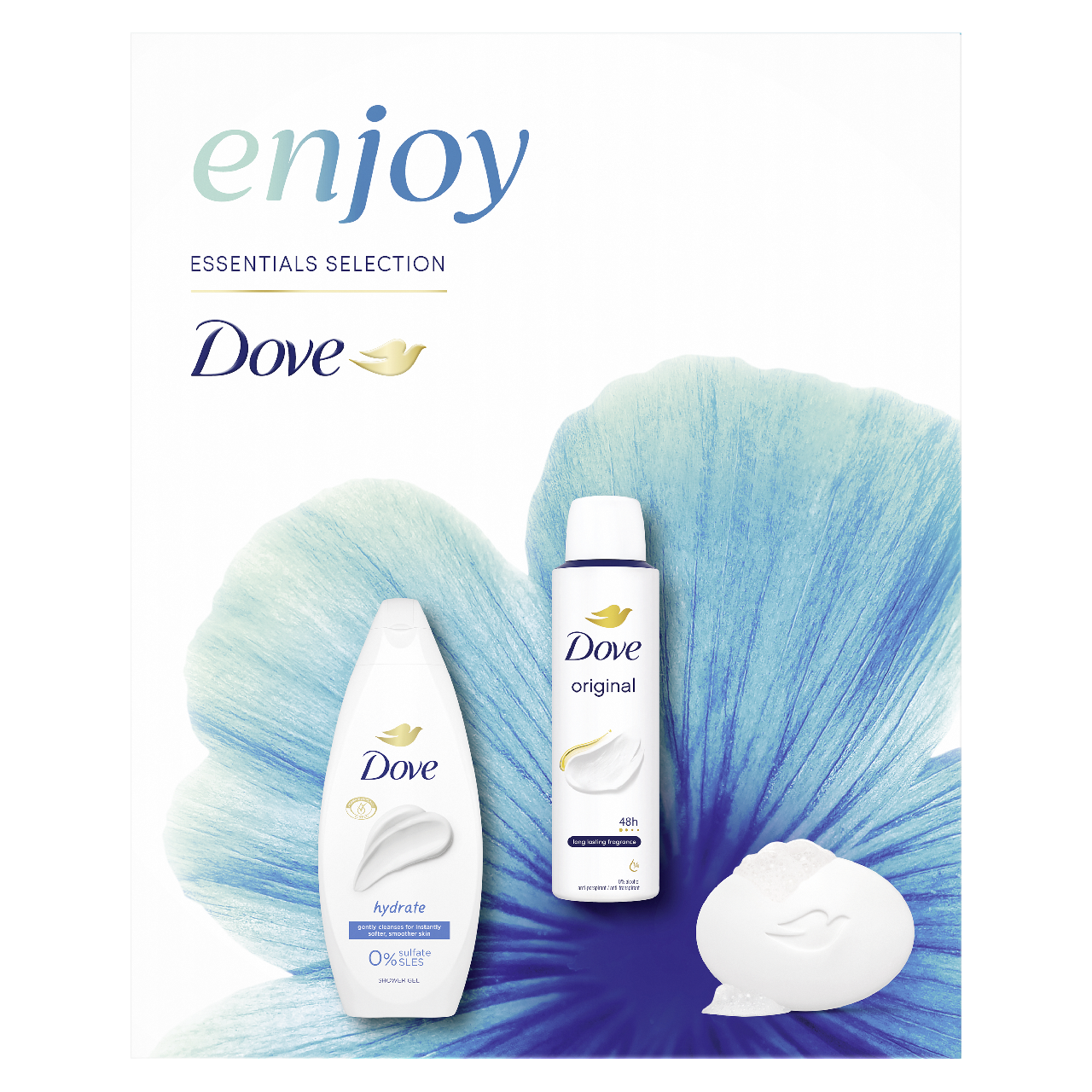 Dove Hydrate Base 3 dárková sada (deo 150 ml + SG 250 ml + mýdlo 90 g)