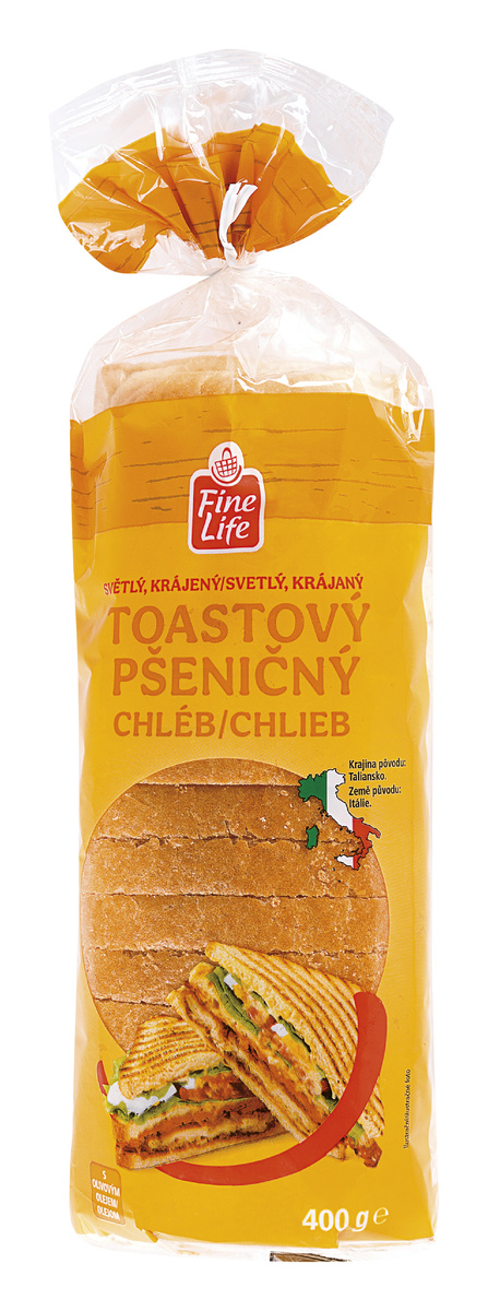 Fine Life Chléb toastový světlý s olivovým olejem 12 x 400 g