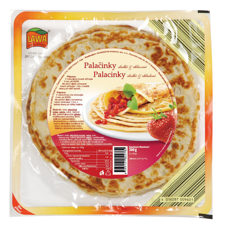 Palačinky sladké neplněné (5 ks) chlaz. 300 g
