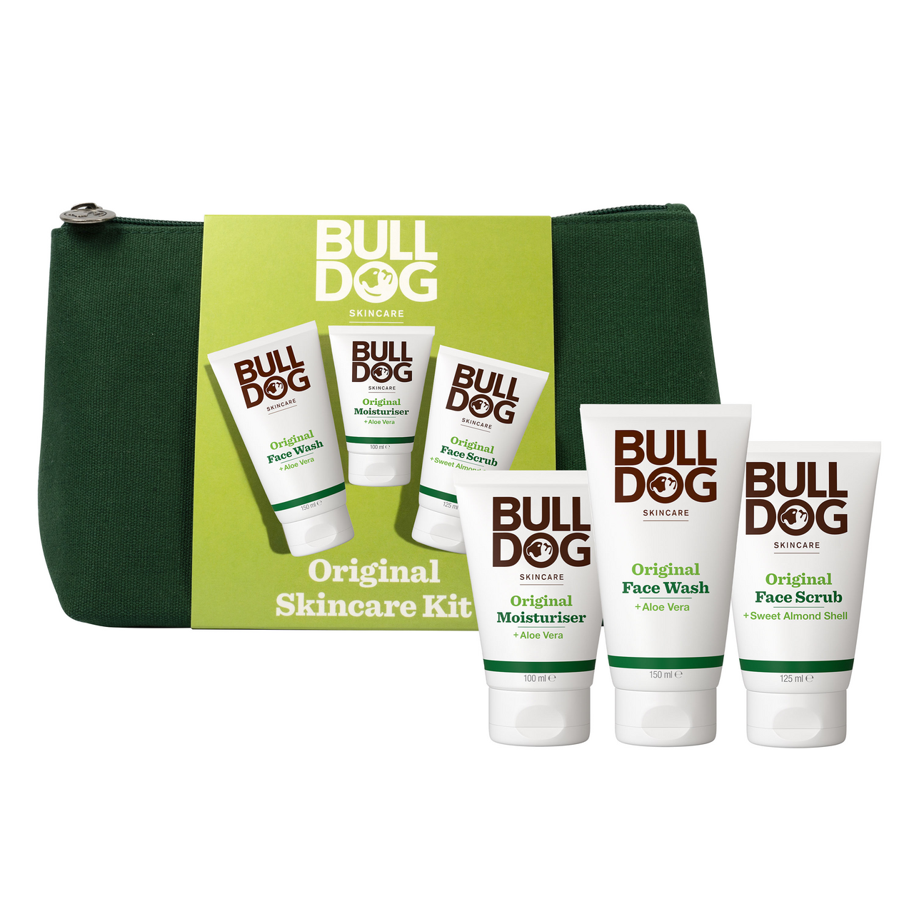 BULLDOG Trioset Skincare dárková sada (Moisturiser 100 ml + krém na obličej 150 ml + scrub na obličej 125 ml)