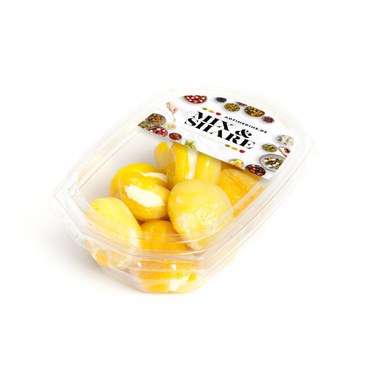 Meruňky plněné sýrovou náplní s příchutí marakuji (pevný podíl 130 g) chlaz. 150 g