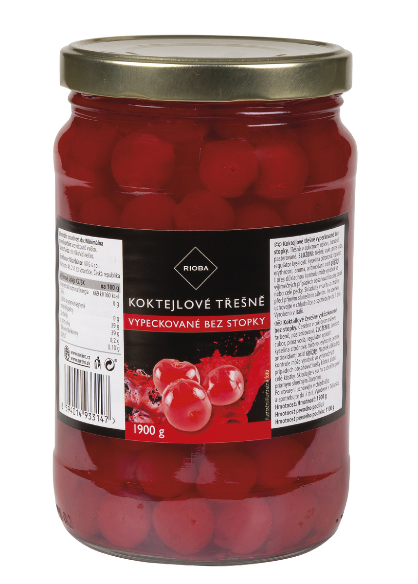 RIOBA Třešně koktejlové bez stopky 1900 g