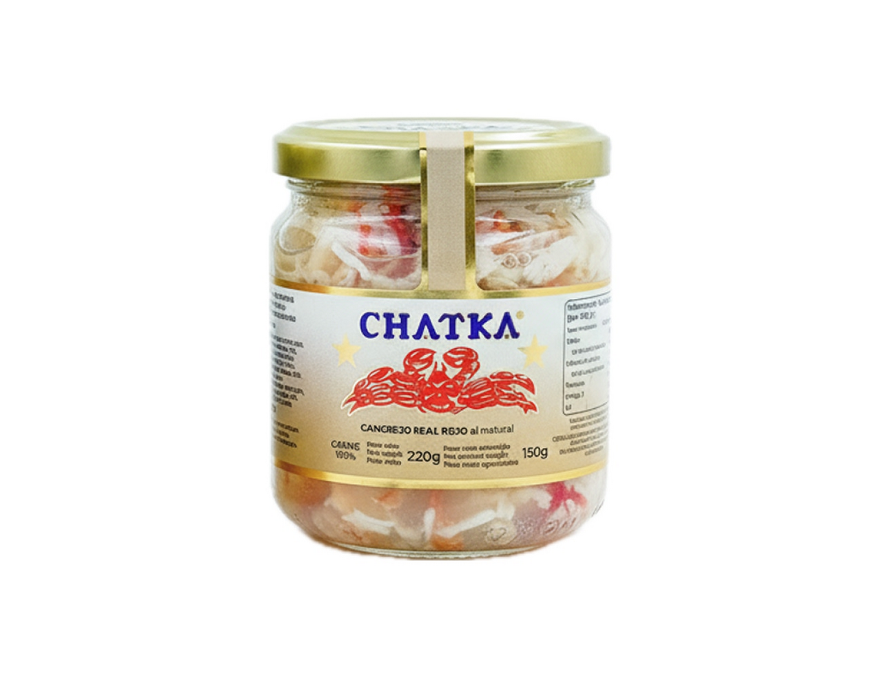 CHATKA 100 % krabí maso (pevný podíl 150 g) chlaz. 220 g sklo
