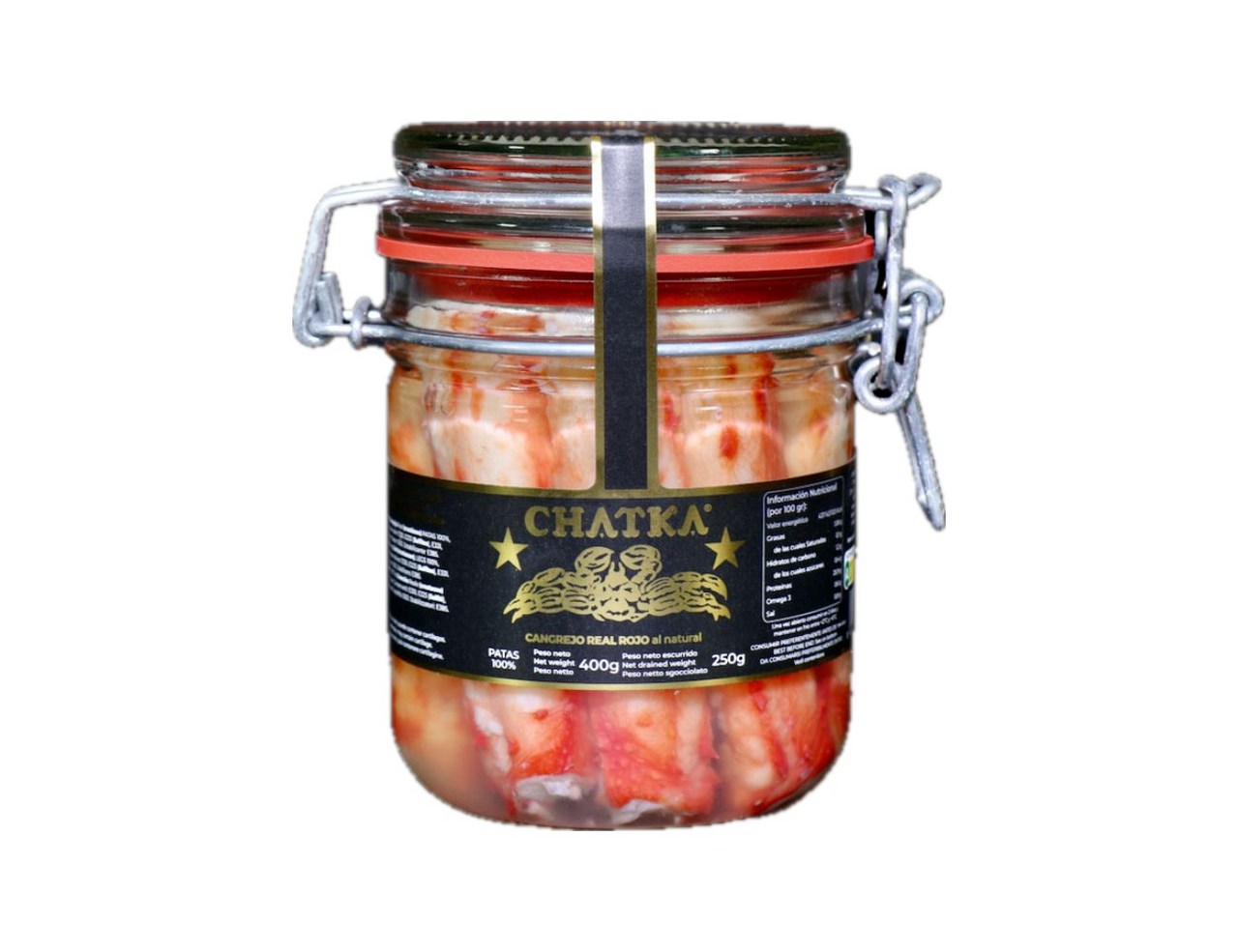 CHATKA 100 % krabí nohy (pevný podíl 250 g) chlaz. 400 g sklo