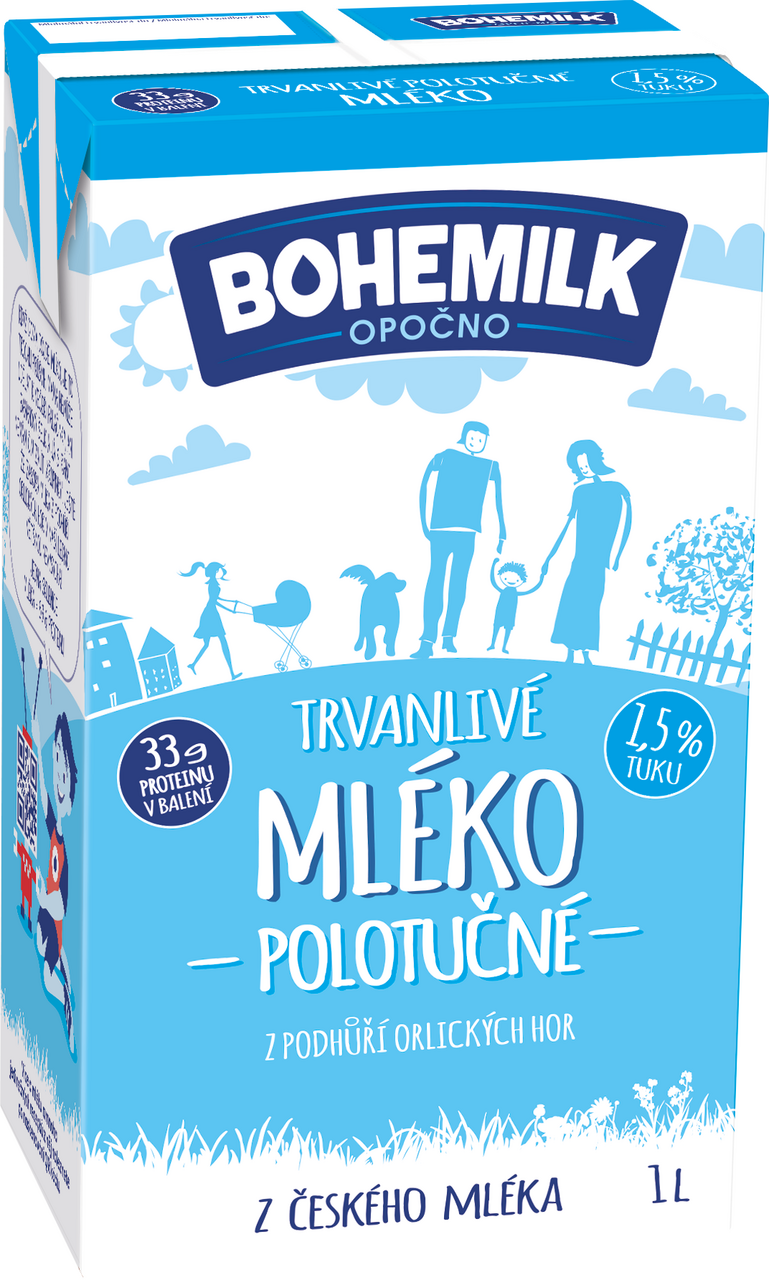 BOHEMILK Mléko trvanlivé 1,5% 1 l