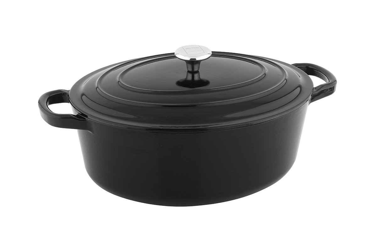 METRO PROFESSIONAL Hrnec oválný + poklice 35 cm litina černý 1 ks