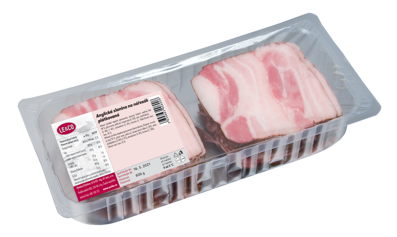 Anglická slanina na nářezák plátky chlaz. cca 800 g