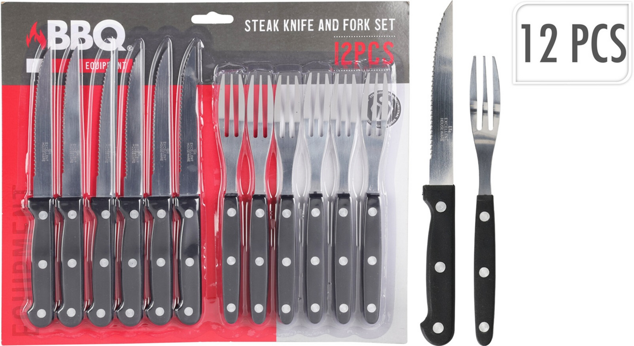 Steakové příbory sada BBQ 12 ks