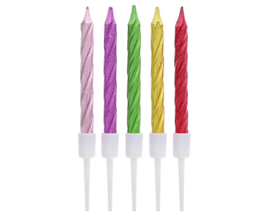 Svíčky 8 cm barevné metalové 10 ks