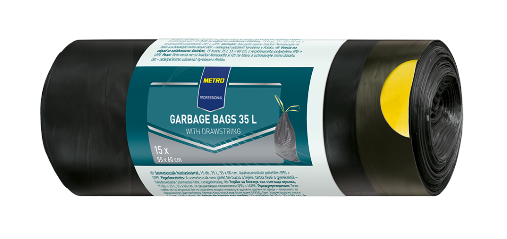 METRO PROFESSIONAL Pytel na odpad standard zatahovací 35 l 15 ks