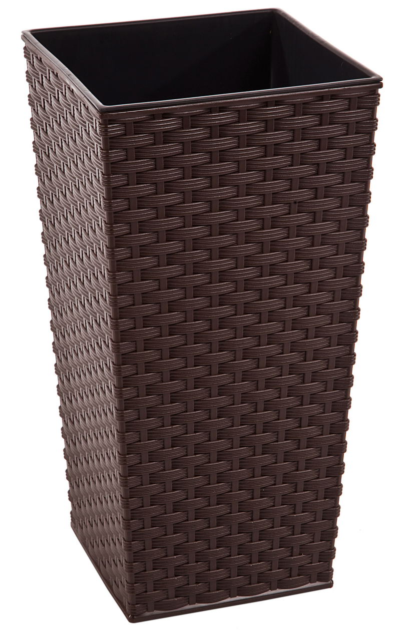 Obal na květník FINEZIA rattan 19 x 19 x 36 cm plastový hnědý/ tmavý 1 ks