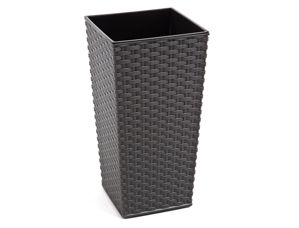 Obal na květník FINEZIA rattan 35 x 35 x 67 cm plastový hnědý/ antracit 1 ks