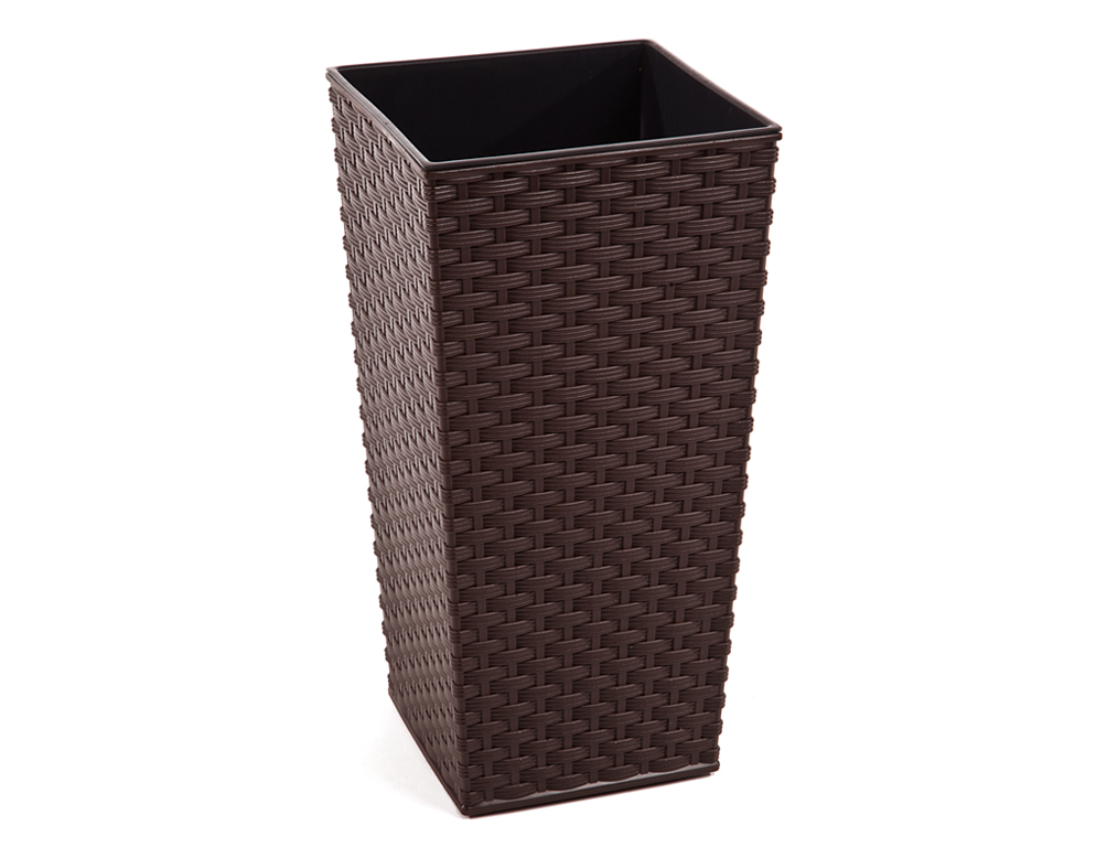 Obal na květník FINEZIA RATTAN 35 x 35 x 67 cm plastový hnědý/ tmavý 1 ks