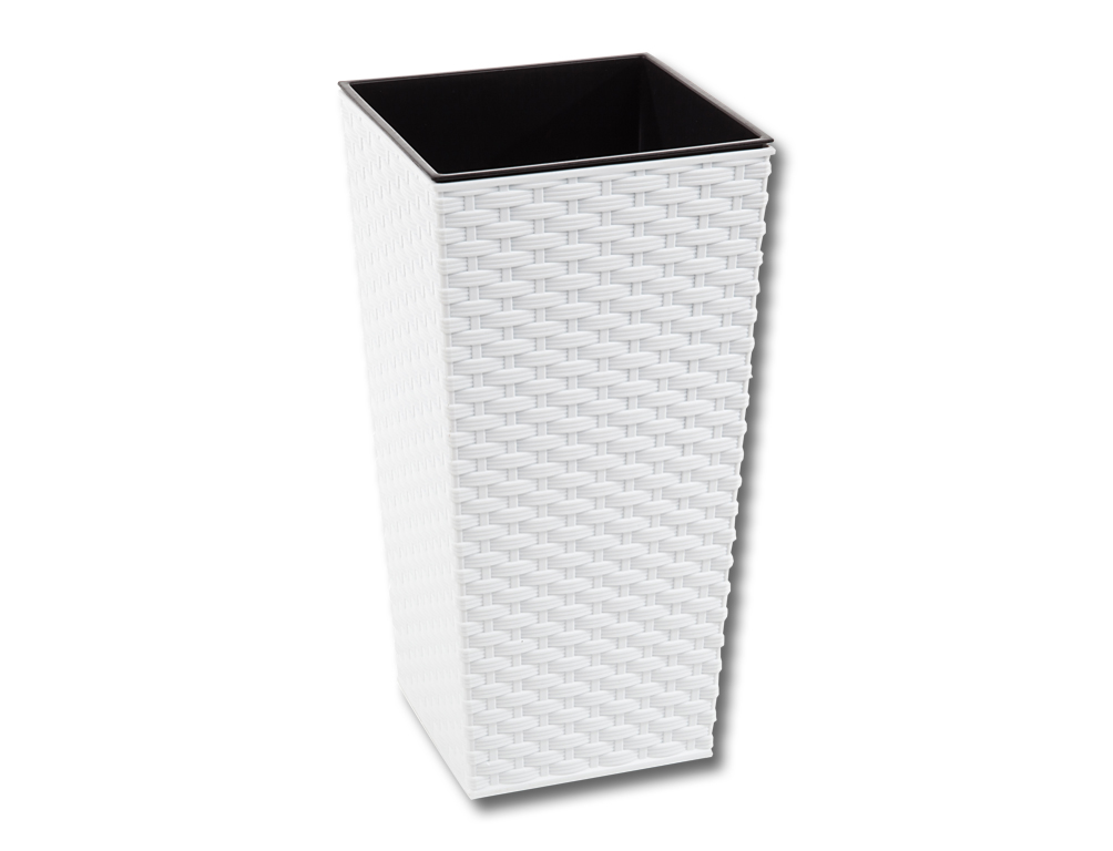 Obal na květník FINEZIA RATTAN 40 x 40 x 75 cm plastový hnědý/ bílý 1 ks