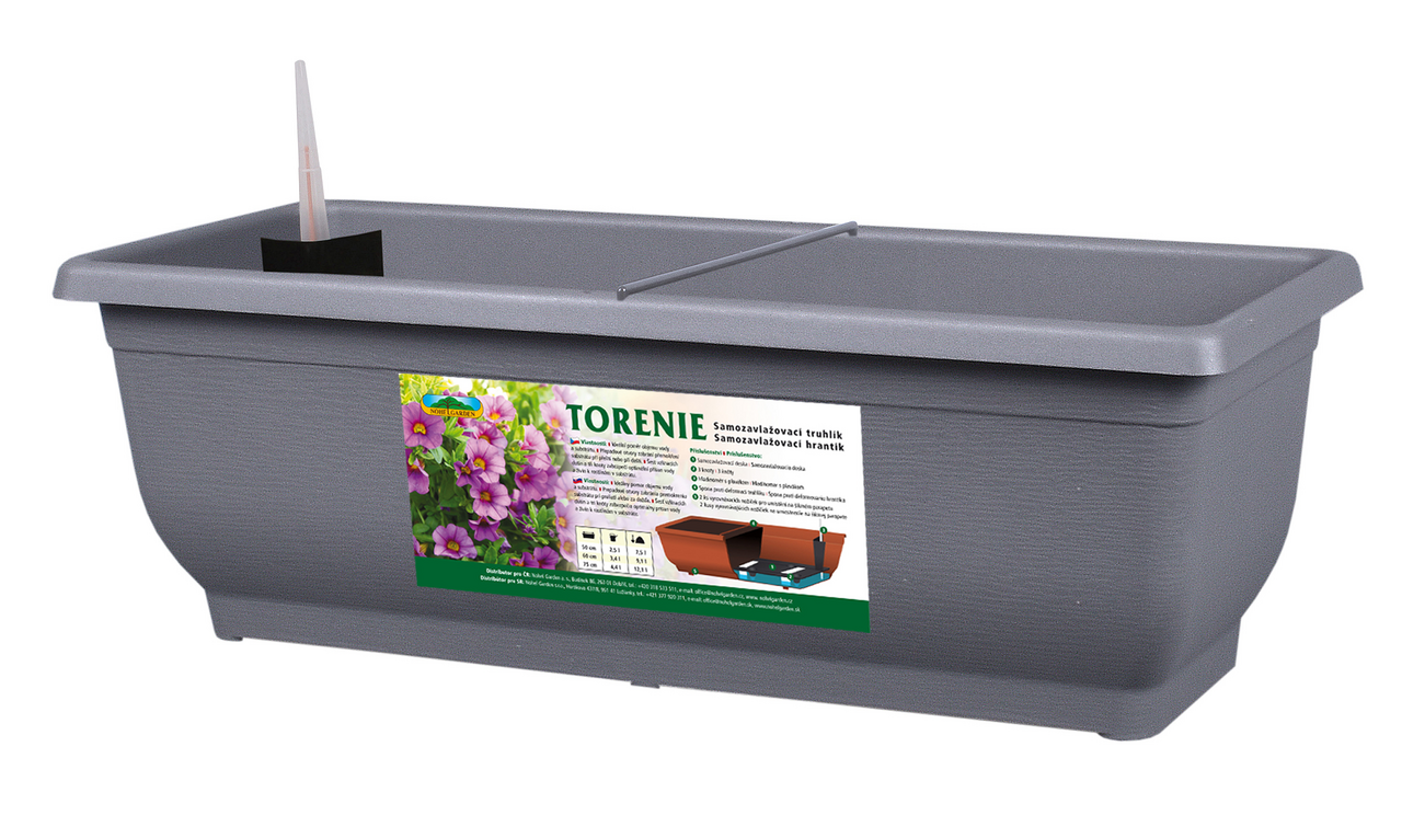 Truhlík samozavlažovací TORENIE MODERN 50 cm matný šedý 1 ks