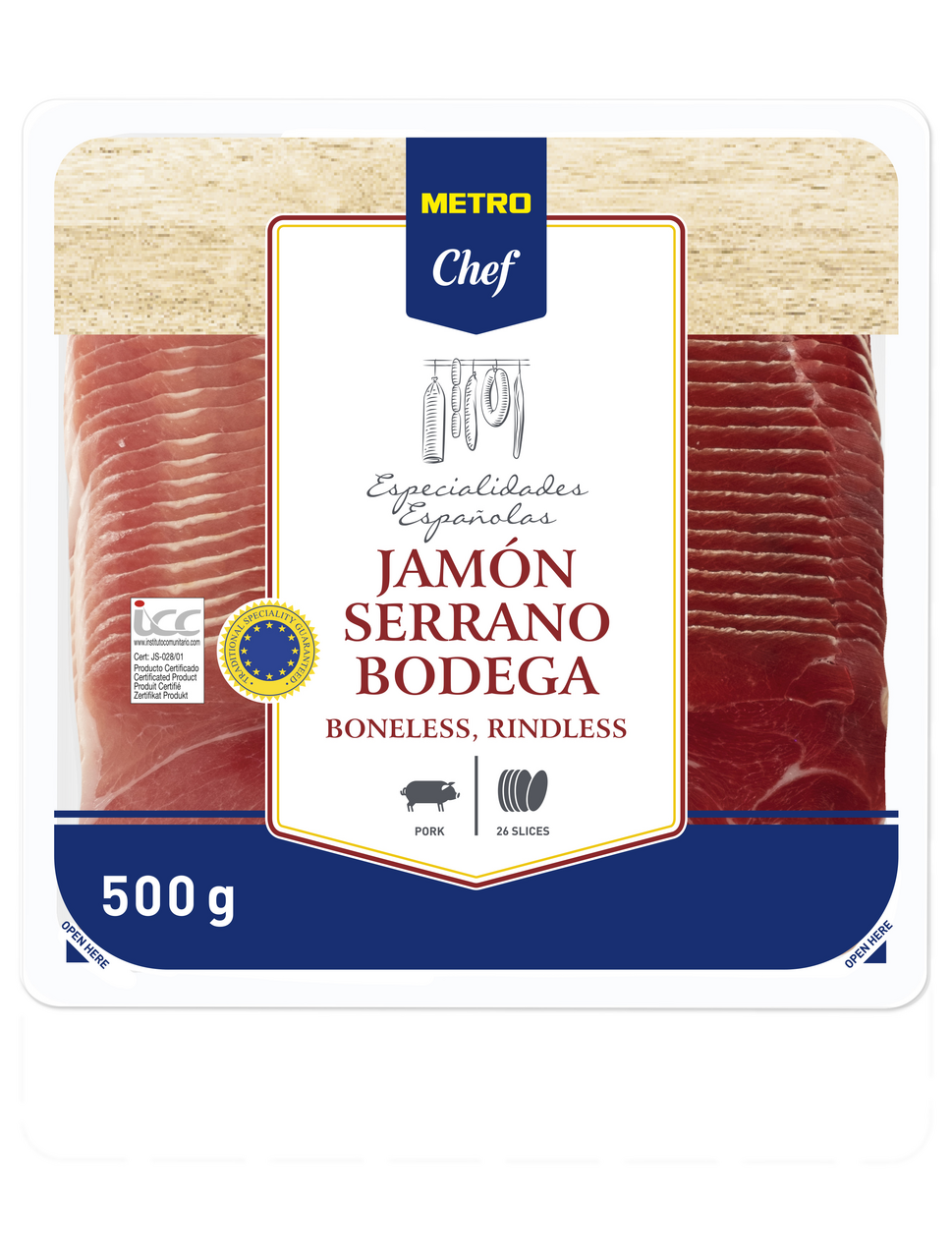 METRO Chef Jamón Serrano Bodega plátky chlaz. 500 g