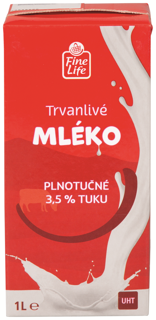 Fine Life Mléko trvanlivé 3,5% 12 x 1 l
