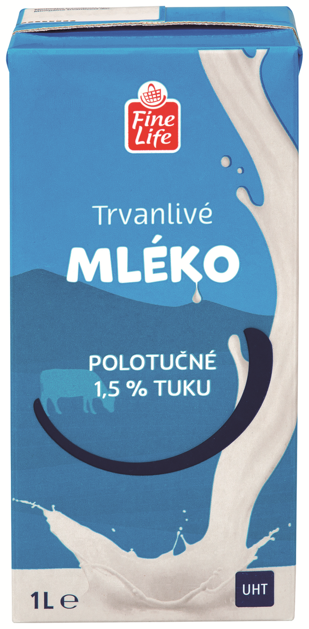 Fine Life Mléko trvanlivé 1,5% 12 x 1 l