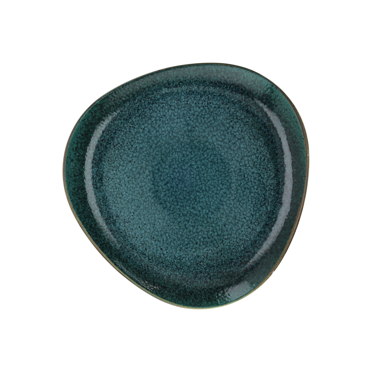 Talíř mělký trojúhelníkový PETRA 28 cm porcelán tyrkysový 1 ks