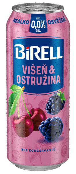 BIRELL Ochucený Pivo nealkoholické višeň ostružina 6 x 500 ml plech