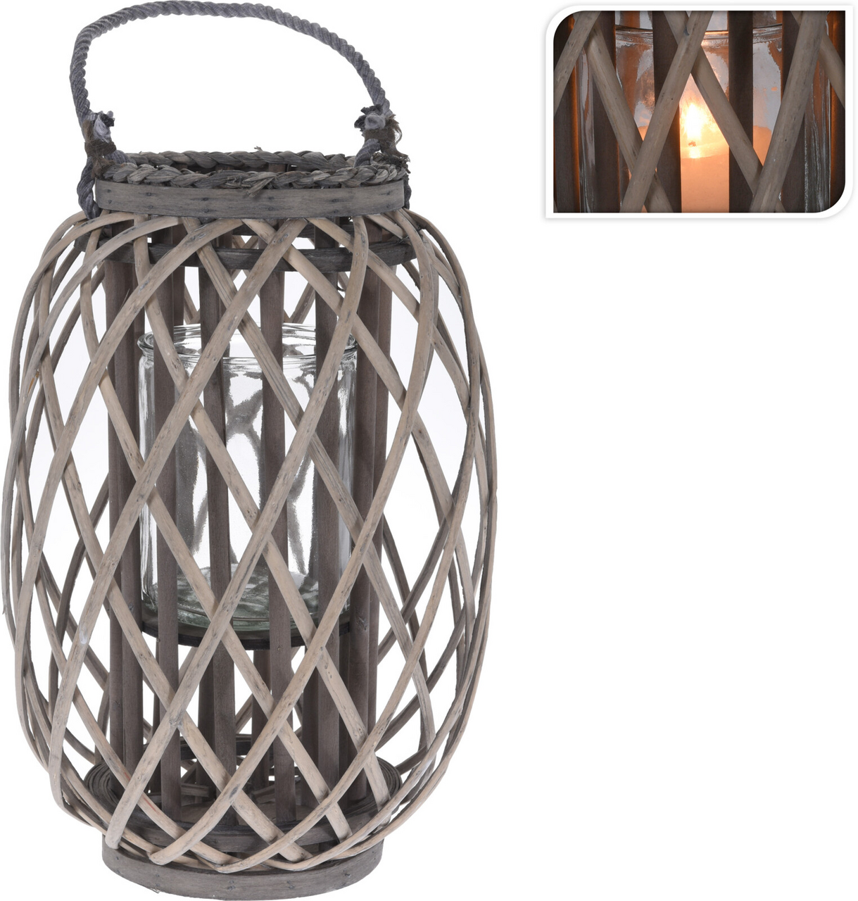 Lucerna proutěná šedá 40 cm 1 ks