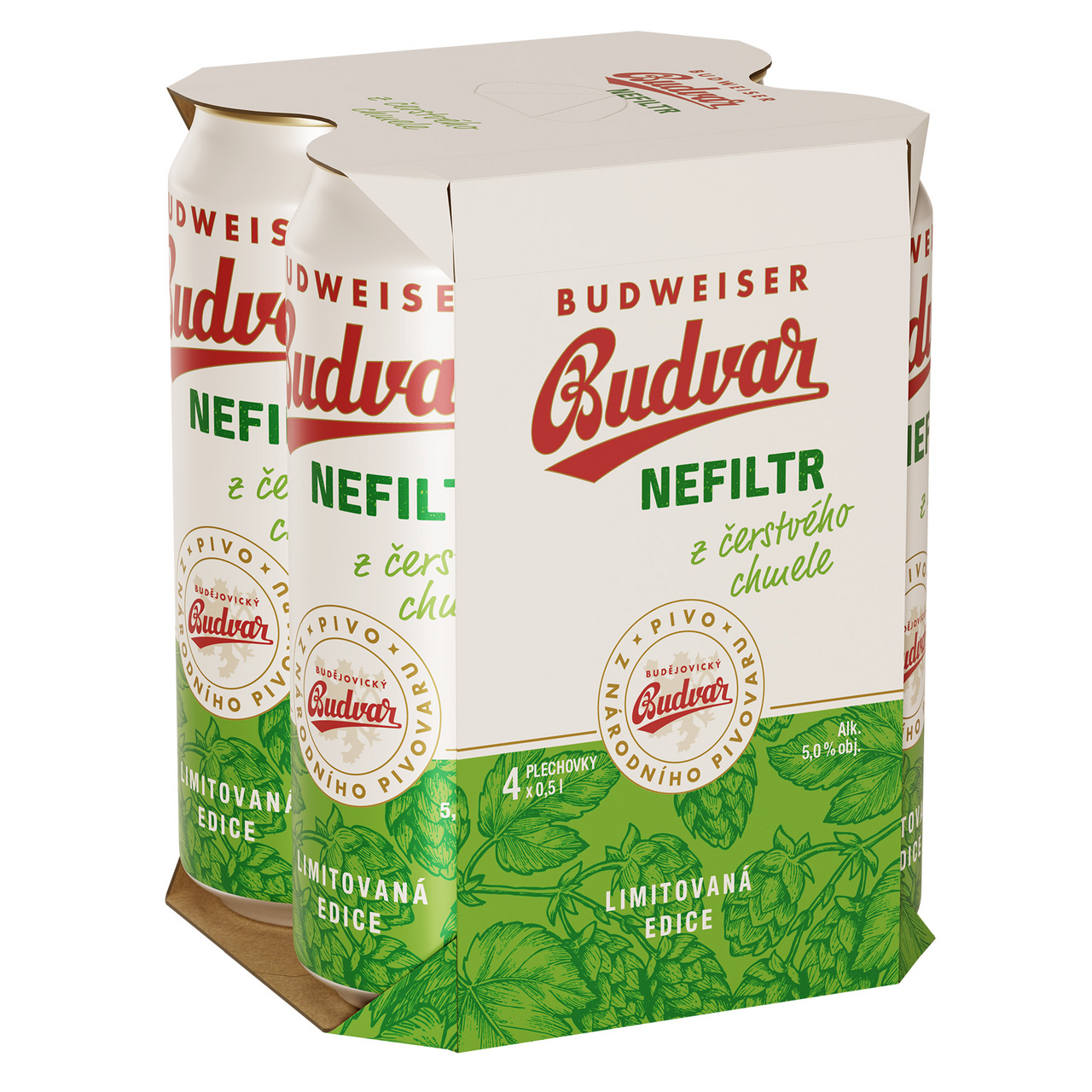 BUDVAR Original nefiltr 4 x 500 ml plech