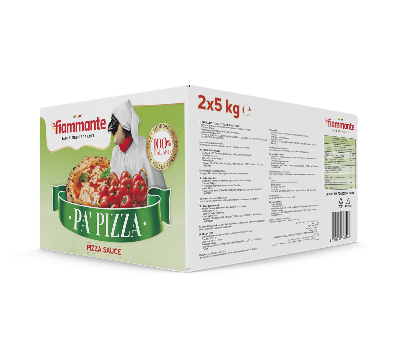 Drcená rajčata na pizzu 2 x 5 kg