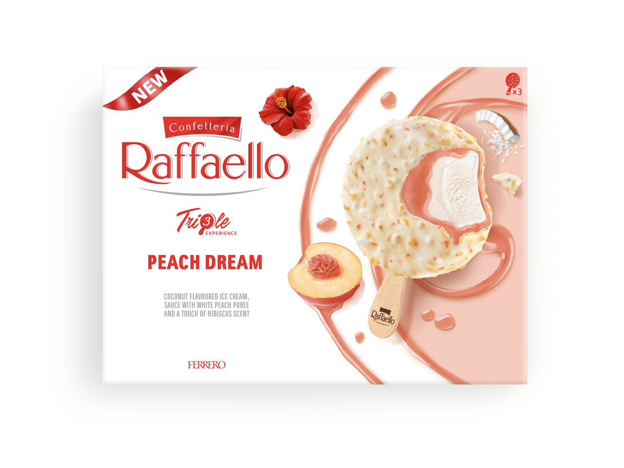 RAFFAELLO Peach zmrzlina mraž. 3 x 60 ml multipack