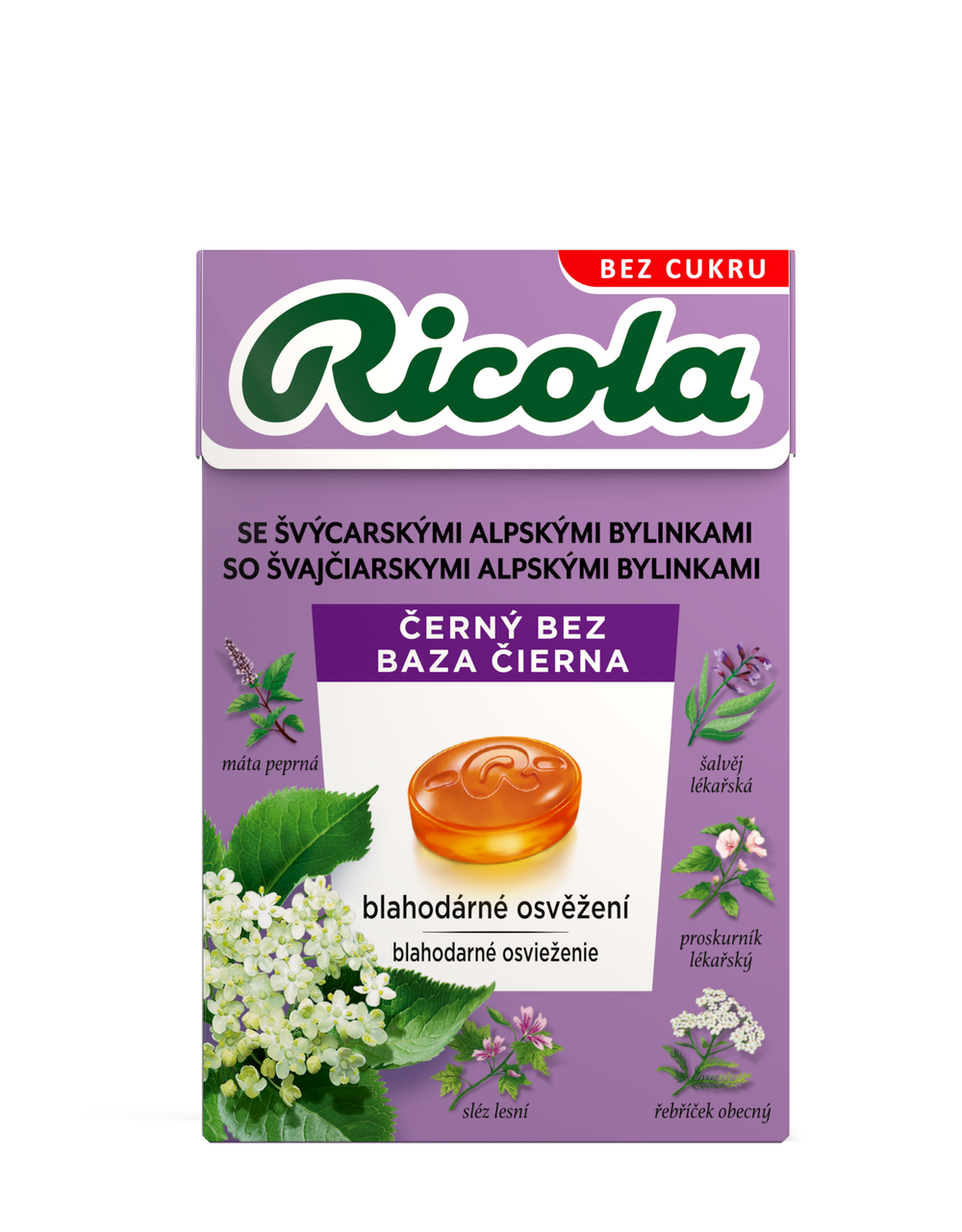 Ricola Černý bez Bonbóny bez cukru 40 g