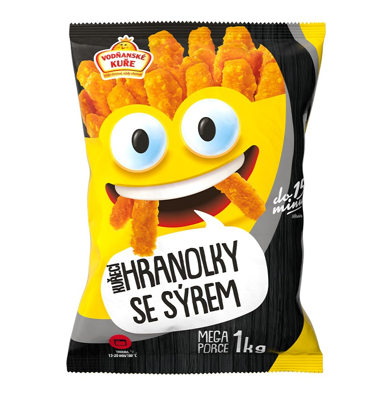 VODŇANSKÉ KUŘE Kuřecí hranolky se sýrem smažené mraž. 1 kg