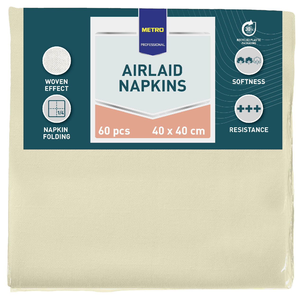 METRO PROFESSIONAL Airlaid Ubrousky 40 x 40 cm krémové 60 ks