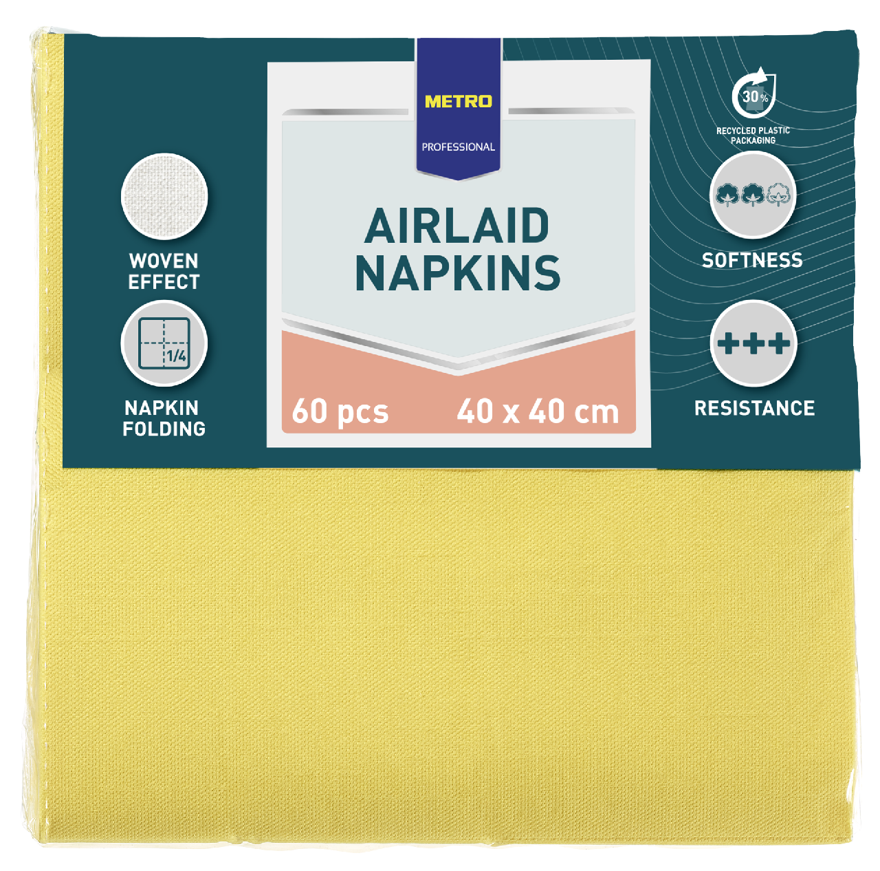 METRO PROFESSIONAL Airlaid Ubrousky 40 x 40 cm žluté 60 ks