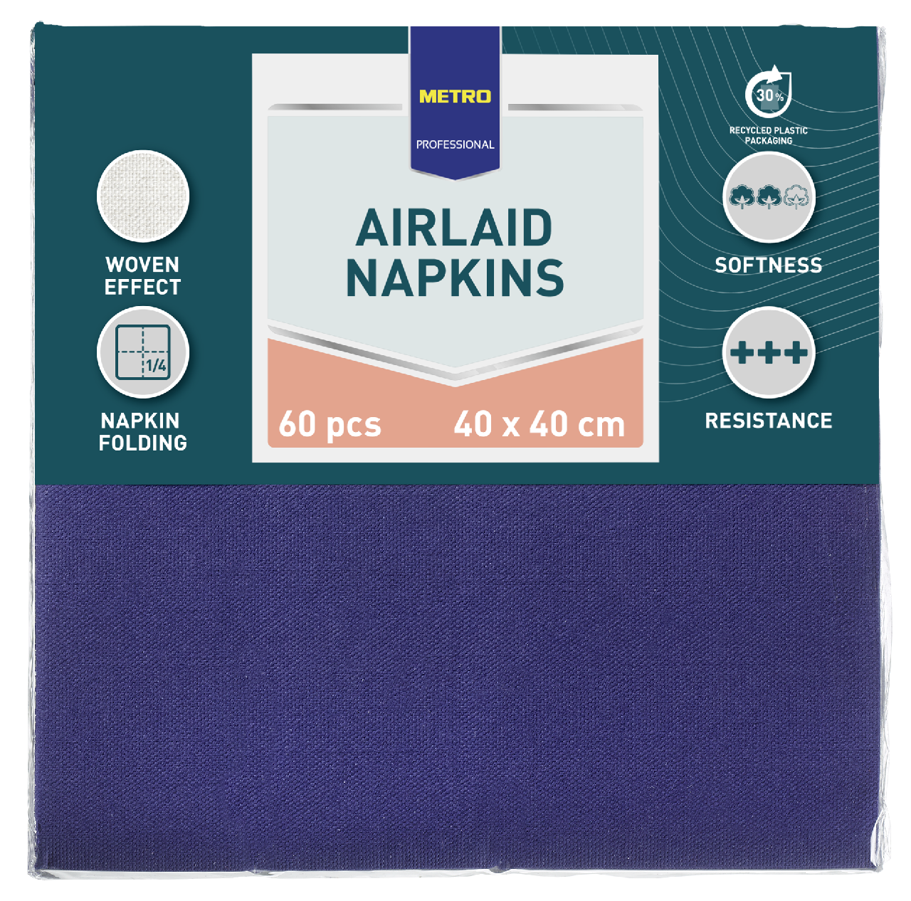 METRO PROFESSIONAL Airlaid Ubrousky 40 x 40 cm modré 60 ks